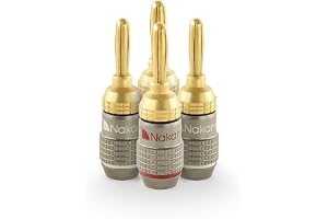 Nakamichi FanLock Excel Series 24K guldpläterad bananplugg Högtalarkontakter 10 AWG - 18 AWG Mått 4 mm för Högtalarkabel hemmabio förstärkare och ljudsystem snabbanslutning, 4 st (2-par)