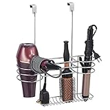 GRAN ORGANIZADOR PARA BAÑO: Esta repisa de baño tiene tres divisiones para guardar secador, rizador de pelo y plancha para alisar. Además, cuenta con una cesta para enrollar los cables eléctricos.