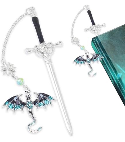 Schwert Lesezeichen Metall - Mit Kristall Anhänger Für Buchliebhaber