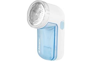 Orbegozo QP 6400 - Quitapelusas eléctrico, corona de 5 cm de diámetro, recipiente recoge pelusas, rejilla y cuchilla inox, diseño ergonómico, funciona a pilas