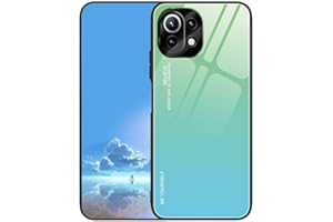 UPLAI Funda para Xiaomi 11 Lite 5G NE/Xiaomi Mi 11 Lite, Ultra Delgado Degradado de Color Vidrio Templado Antigolpes Carcasa, Silicona TPU Suave Elegante Estuche Caso.Verde Juvenil
