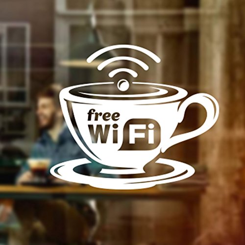 Wall4Stickers® Free WIFI Cup Ventana de la ventana Vinilo Vinilos Gráficos Cafe Shop Salon Bar Restaurante