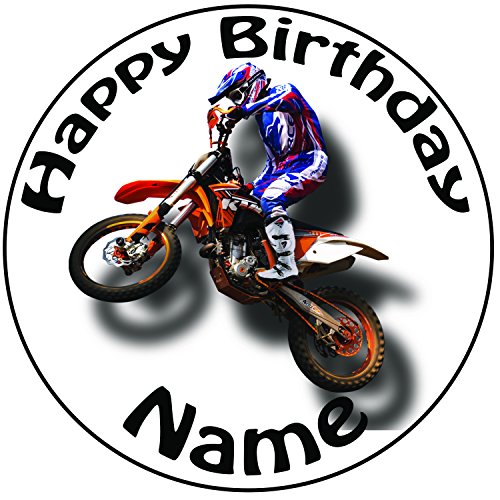 Motocross 30 personalisierte Essbare Cupcake Topper/Geburtstag Kuchen Dekorationen – Einfache vorgeschnittenen Kreise - 2