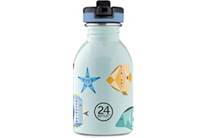 24 BOTTLES 24Bottles Kids Bottle - Gourde Enfant Maternelle Primaire avec Paille 250 ml 100% Hermétique, Gourde Inox Enfant 18/8 BPA Free, Gourde Fille Garçon Sport Loisir, Bouteille Sûre Légère [Non Isotherme]