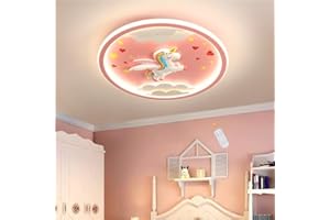 LFOUTE LED Moderne Deckenleuchte Einhorn Deckenlampe Rosa Kreative Kinderlampe Mädchen Schlafzimmer Lampe 56W Dimmbar Acryl Kinderzimmer Kindergarten Babyzimmer Wohnzimmer Esszimmer Innenbeleuchtung,50cm
