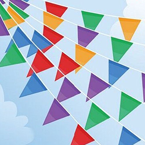TININNA 100 Stk Bunte Farbenfroh Wimpelkette Girlande Bunting Wimpeln Wimpelgirlande Gartenparty für Draußen 1 Stück - 5