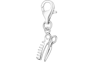 Quiges 925 Sterling Silver Barber Scissors Clip On Lobster Clasp Charm Pendant