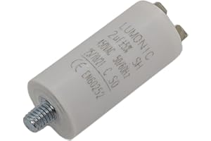 Lumonic Anlaufkondensator 2µF 450V | mit Stecker I 26x55mm I 2uF I Motorkondensator mit Kunststoffgehäuse I Betriebskondensator I für Pumpen, Rasenmäher, Werkzeuge