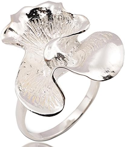 Beautiful Handicraft Thai Design Flower Ring 925 White Sterling Silver From Thailand (7 N)