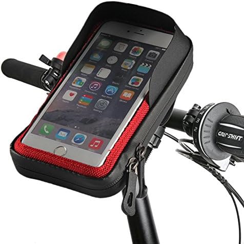 Bike Frame Bag, Waterproof Handlebar Bags Cycling Pannier Top Tube Touch Pouch Case Bicycle Phone Mount Holder for Smart Phones Below 6 Inches (Red)