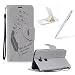 Produktbild Huawei Honor 5X Lederhülle Brieftasche Handy Hülle Case,Huawei Honor 5X Komplett Schutz Kartenfach Schutzhülle Tasche Leder Flip Case,Herzzer Standfunktion Staubdicht Mit Sprüche Lanyard [Feder Muster] Bookstyle Magnet Ultra Dünn Slim Portemonnaie Hülle Cover Schale Leder Wallet Case Shell Skin für Huawei Honor 5X + 1 x Frei Weiß Handy Halterung Ständer + 1 x Frei Silber Touch Pen Stift Stylus - Grau
