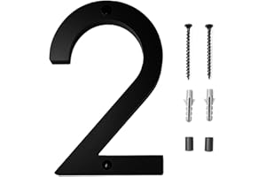 PACUM Número de casa moderno cepillado 6 pulgadas para Casa en Negro Placa Flotante de Número de Casa Números de puerta Modernos Números de puerta Modernos Números de Dirección de casa de calle，numero 2