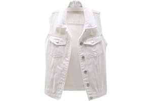 BAIXIAOCHI Gilet Di Jeans Da Donna Corto Primavera Ed Estate Giacca Senza Maniche Sfilacciata Slim Fit Con Cardigan Strappato Top