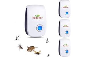 YOUKK Antizanzare Ultrasuoni Repelente，per Parassiti, 4 Pack，Dissuasore per Topi ed Insetti，Scarafaggi/Formiche/Termite