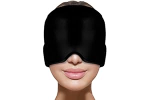 SOOEZ Kopfschmerzen Migräne Relief Cap, Wiederverwendbares Gel, Kälte-Heißtherapie Kopfschmerzen Linderung Hut für Verspannungen Stressabbau (Schwarz)