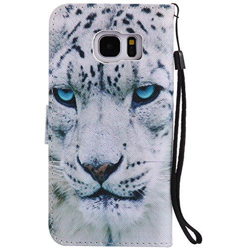 Feeltech Samsung Galaxy S7 Edge Hülle PU-Leder und Brieftasche Bunte Muster Fall mit Magnetverschluss, Hybrid-Kickstand mit Stand-Funktion, schlagen Sie schützende weiche TPU Stoßstangenabdeckung und Kreditkartenhalter für Samsung Galaxy S7 Edge Handgelenk Bügel-Buch-Art-Geldbeutel-Tasche mit 2 In 1 Berühren Sie Stift – White leopard - 3