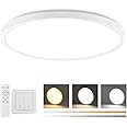 KEPTHT Dimmable LED Flush Mount Ceiling Light Fixture with Remote Control, 24W 3000K-6500K Light Color Adjustable, Modern Ultra-Thin Ceiling Lamp for for Bedroom, Living Room, Dining Room