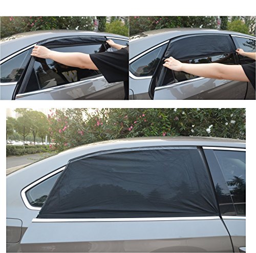 PRIMIUM Universal Car Window Shade 2 Pack – verbesserte Auto Sonnenschutz Baby und Kinder mit UV-Schutz für Kinder und Haustiere Premium Auto Fenster ohne Sun haftet- bonus Armaturenbrett Anti-rutsch-Matte - 3