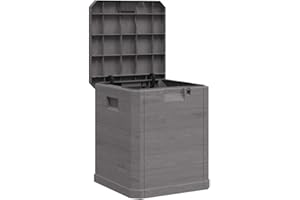 vidaXL Garden Storage Box - Stylish Brown 90L Plastic Outdoor Storage Solution - Versatile Indoor Toolbox - Wood-Texture, Durable, Lockable Design