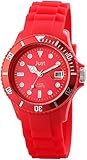 Just Damen Herren Armbanduhr 48-S5457 Silikonarmband Analog Datum Wasserdicht Quarz 48-S5457 (Rot)