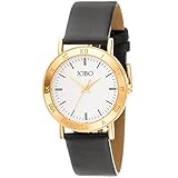 Quarzuhr - Armbanduhr - Herren Quarz Analog gold vergoldet Lederarmband schwarz