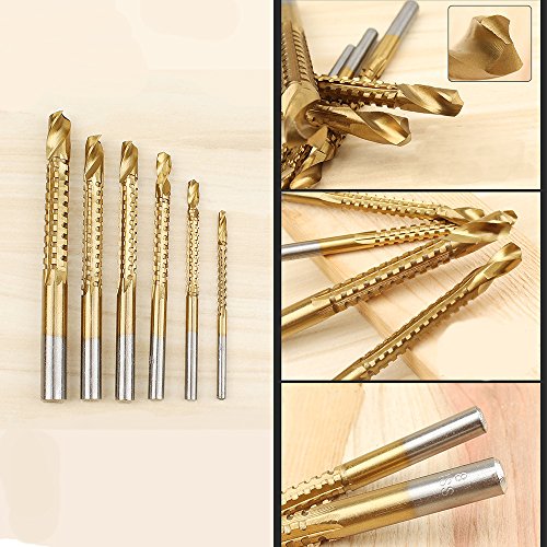 JTENG 6tlg HSS Holzbearbeitung Schneiden Cutter Lochsäge Holz Metall Titanbeschichtetes Mini Bohrer Lochsäge Set für Holz 3-8mm - 3