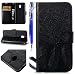 Produktbild EUWLY Lederhülle für [Samsung Galaxy J5 2017 European Edition], Elegante Ledertasche Handytasche Flip Case Cover mit Strap für Samsung Galaxy J5 2017, Traumfänger Feder Mandala Blumen Malerei Retro Leder Wallet Tasche Kartensteckplätze Leder Magnetverschluss Hülle Brieftasche im Bookstyle Hülle Ledertasche Folio Klapphülle Handyhülle Kartenfächer Standfunktion Karten Slot Schutzhülle für Samsung Galaxy J5 2017 + Blau Eingabestift-Traumfänger,schwarz