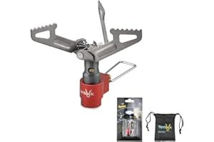 Tentock Mini Fornello a Gas Pieghevole da Campeggio Solo 25g, Bruciatore a Gas da Esterno Compatto Ultraleggero Stufa Portatili a Gas in Titanio per Picnic Escursionismo Pesca (rosso)