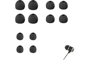 OBYJCA 6 Pairs Replacement Earbud Tips, Ear Buds Replacement Rubber Tips Earphone Buds, 3 Sizes(S/M/L) Silicone Earbuds for In-Ear Headphones (Black)