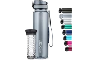 720°DGREE Gourde d'Eau 1l “uberBottle“ +Fruit-Infuseur crystalClear - Sans BPA, Anti-fuite - Bouteille, water bottle idéale pour Enfants, Sport, Randonnée, Gym, Camping, Université, Voyage, Travail