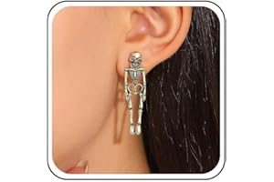 Inateannal Orecchini Gotici A Scheletro Orecchini D'oro A Goccia Scheletro Lungo Orecchini Punk Teschio Orecchini Pendenti Halloween Orecchini A Perno Scheletro Spettrale Orecchini In Osso