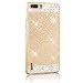 Produktbild Smart Zubehör Set für Huawei Honor 6 Plus / 6X Ultra Thin Dünn Glitter Glitzer Ultraleicht Plastik Luxury Matter Bumper Case Premium Matt Cover - Sunroyal Strass Diamant PC Hart und Haut Schutzhülle Luxus Kristall Shining Hard Back Cover Schale Handy Tasche Etui Hülle, Gold