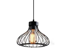 CHAO ZAN Chaozan®Retro Vintage Industrial Colgante de Luz,Lámpara de Techo Luz Colgante Retro Negro Metal Techo Colgante Lámpara Luz Industrial E27,Lámpara Colgante para Loft Restaurante Barra