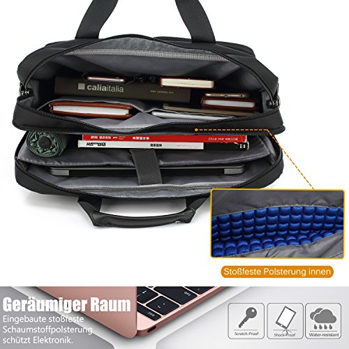 Laptop Aktentasche, CoolBell 17,3 Zoll schützend Messenger Bag Nylon Schultertasche Multifunktional Henkeltasche Laptop / Ultrabook / Tablet / Macbook / Dell / HP / Männer / Frauen / Geschäft (Schwarz) - 4
