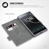 Xperia XZ Premium Tasche, Terrapin Leder Tasche Case Hülle im Bookstyle mit Standfunktion Kartenfächer für Sony Xperia XZ Premium Hülle Grau - 