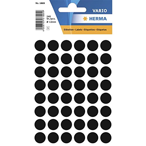 HERMA Multi-Purpose Labels Ø 12 mm Black 240 PCS