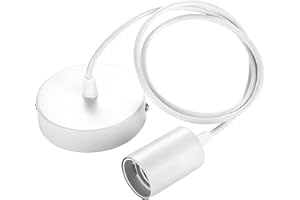 Leloco Lampenaufhängung Weiß E27, mit 100CM Pendelleuchte Kabel, Lampenfassung mit Kabel Lampenkabel mit Fassung für Wohnzimme Deckenlampe Hängelampe