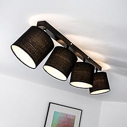 Lámpara de techo; Lámpara de techo de foco, 4-lámpara de techo con pantalla de tela G9 max, 40 W