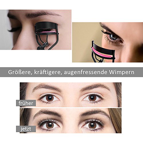 Rovtop Edelstahl Wimpernzange Wimpernformer mit 5 Ersatzsilikonmatte perfekt für geschwungene Wimpern - 6