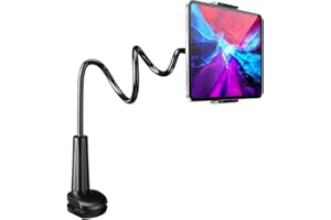 HGLCM Gooseneck Tablet Holder Cell Phone Holder, Universal 360° Flexible Tablet Stand, Lazy Arm Holder Clamp Mount Bracket Bed for iPad Mini/Air, Samsung Galaxy Tab and 4.7-11" Devices(Black)