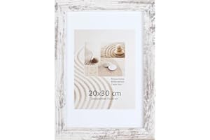 KM Foto Bilderrahmen Holz Plexi Acryl Rahmen quadratisch Collage Wanddeko Poster S215: Farbe: Shabby-Weiß | Format: 50x70