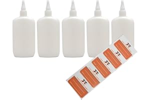 TORG TRADING Ovale Flaschen - Flachmann - Kunststoffflaschen aus weichem PE (weiß/transparent) - Liquid Flasche - Tropfflaschen,Dosierflaschen,Dropper Flaschen,Quetschflaschen (5 x 250ml)