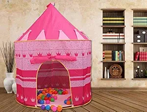 COROID Hut Type Kids Toys Jumbo Size Play Tent House for Boys and Girls Cot Baby Folding Outdoor Sit Ball Not Include (BAB Toy) Garden Inflatable Kids (Pink) (Large, Pink) (Red) (Tempel-Pink)
