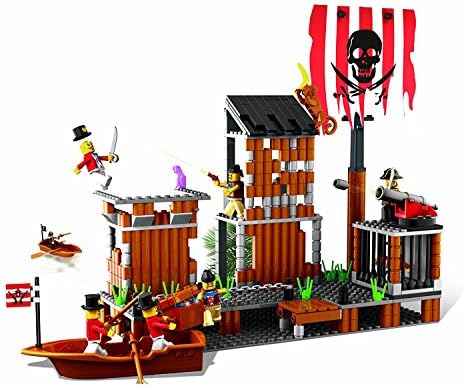 Pirate Paradise Series Building Blocks Forth with Caribbean Pirate Ship Boat Cannon Soldier Forth Pirate Guns Trees and Accessories 371 Pieces Gift Toy FULLY COMPATIBLE WITH LEGO