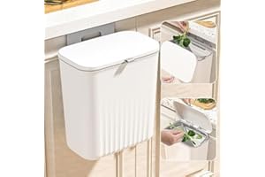 Accmuzzy Küchenabfalleimer,9 L Mülleimer,Hängender Mülleimer Küche mit Deckel für Badezimmer/Schlafzimmer,Mülleimer Wohnwagen,Komposteimer für Küche
