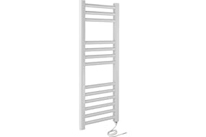 Greenedhouse Milano WHITE Flat Electric Towel Rail W400mm x H800mm Flat Electric Towel Radiator
