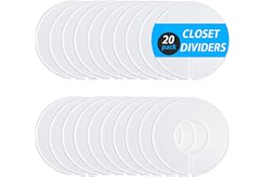 LMSAWK 20 Pièces Anneaux de Taille de Portant à Vêtements, Séparateurs de Penderie, Diviseurs de Garde-robe Bébé, Convient pour Marqueur, Blanc