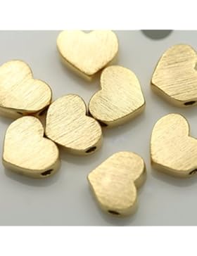 4Stück matt gold Herz Perlen Anhänger Charms Stecker links Metall Perlen Anhänger Charm für Ohrringe Halskette...