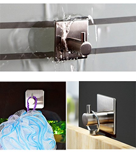 btsky 4 Stück Stilvolle gebürstet 304 Edelstahl 3 m selbstklebend Badezimmer WC Schränken Bademantelhaken Handtuch Rack Rail 1-hook - 5