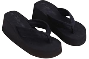 zkm été Doux Femmes Sandales compensées String Tongs Plate-Forme Pantoufles Plage Noir